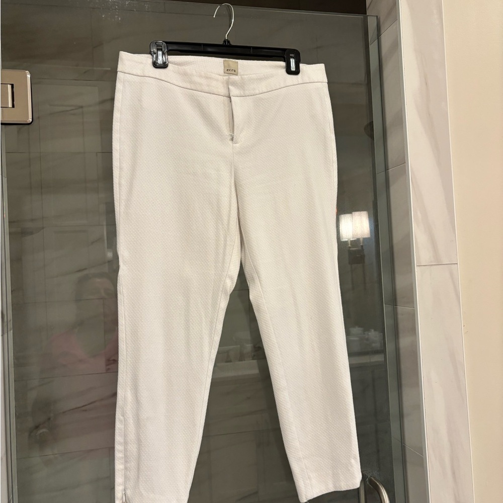 Ecru Textured Cream Pants
